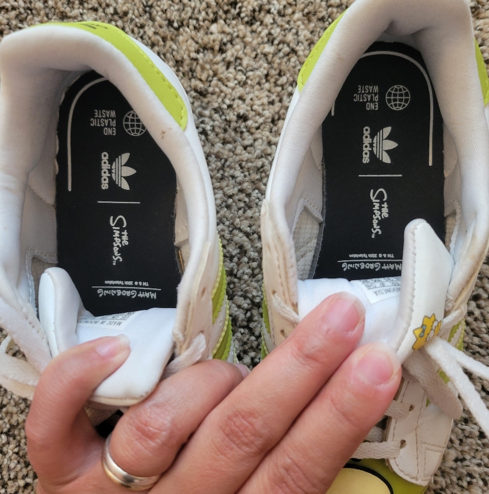 adidas Kids White and Lime Green Cartoon Sneakers - Picture 10 of 13